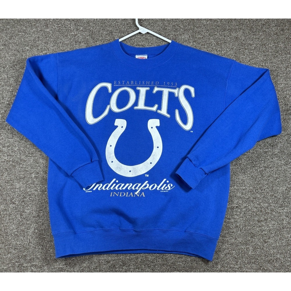 Vintage Y2K Indianapolis Colts Print Sweatshirt Crew Nutmeg Made USA 1996 Large